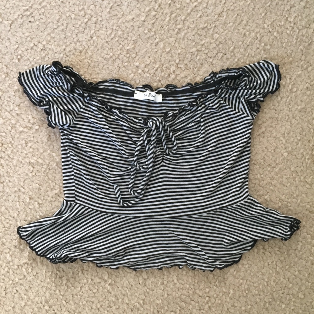 Black & White Tie Crop Top